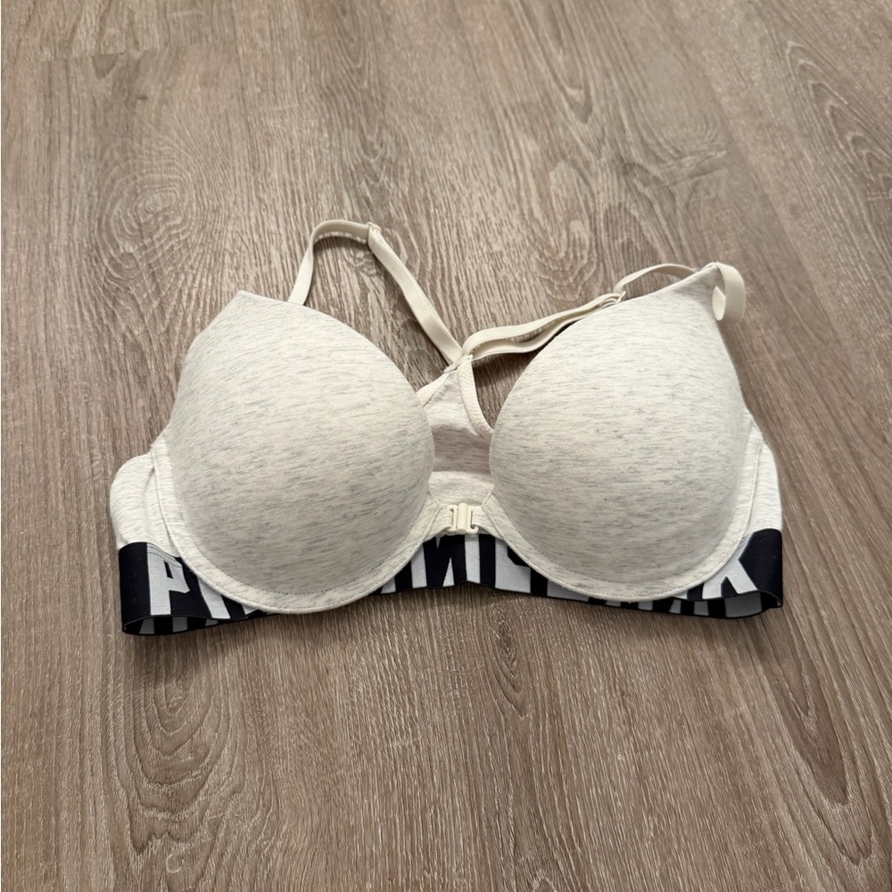 PINK Victoria's Secret Cream Bra with Black Accents